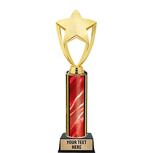 11 Red Shiny Gold Star Trophies - Customized Shiny Gold Star Trophy Awards Prime