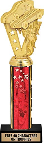 Crown Awards Pinewood Derby Trophies - 11 Inch Customized Pinewood Derby Red Stars Column Trophies Prime