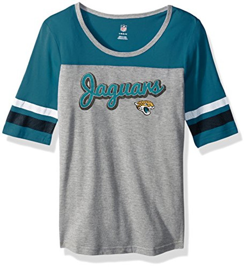 NFL Girls 7-16 Fan-Tastic Short Sleeve Tee-Heather Grey-L14 Jacksonville Jaguars