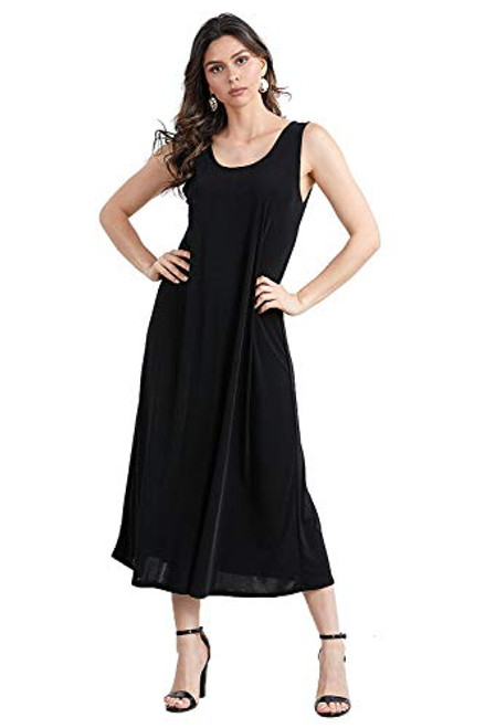 Jostar Womens Stretchy Long Tank Dress Medium Black
