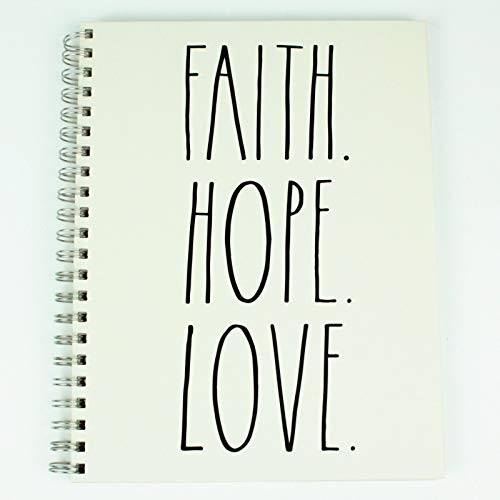 FAITH HOPE LOVE Rae Dunn Large Hard Cover Spiral Notebook