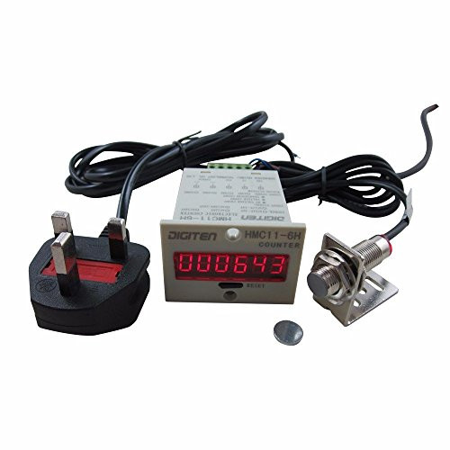 DIGITEN 110V-240V 6-Digit 0-999999 LED Display Digital UP CounterHall NPN Proximity Sensor SwitchHolder