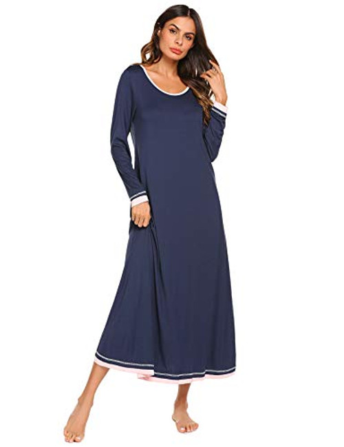 Ekouaer Sleepwear Womens Nightshirt Casual Loungewear Long Sleeve Long NightgownNavyMedium Ekouaer Sleepwear Womens Nightshirt Casual Loungewear Long Sleeve Long NightgownNavyMedium