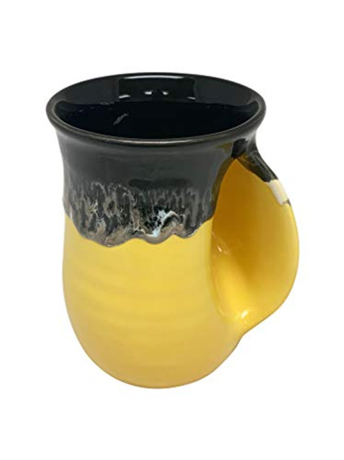 Clay in Motion Handwarmer Mug - Right Hand Yellow Black Clay in Motion Handwarmer Mug - Right Hand Yellow Black