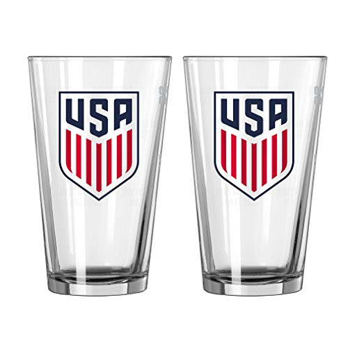Boelter Brands USA Men's Soccer Satin Etch Pint, 16-ounce, 2-Pack