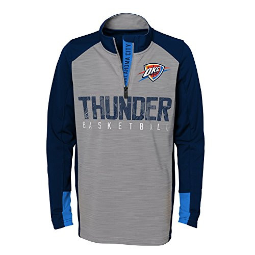 NBA by Outerstuff NBA Kids and Youth Boys Oklahoma City Thunder Shooter 14 Zip Long Sleeve Top Grey Youth Large14-16 NBA by Outerstuff NBA Kids and Youth Boys Oklahoma City Thunder Shooter 14 Zip Long Sleeve Top Grey Youth Large14-16