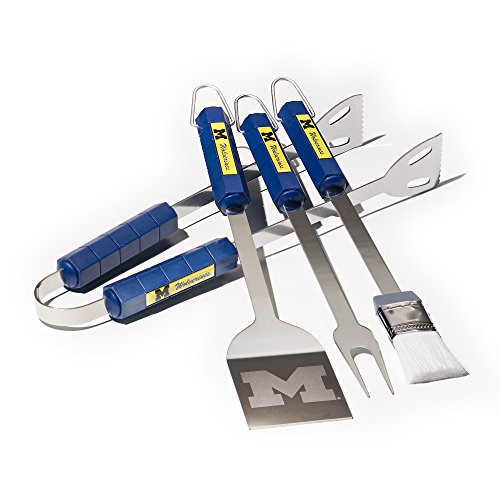 NCAA Michigan Wolverines BBQ Set 4-Piece Silver