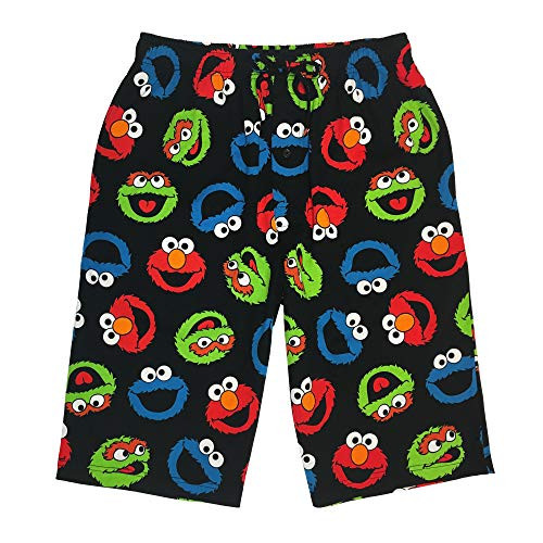 Mens Sesame Street Pajama Sleep Shorts - Elmo Oscar Cookie Monster Medium Black Mens Sesame Street Pajama Sleep Shorts - Elmo Oscar Cookie Monster Medium Black