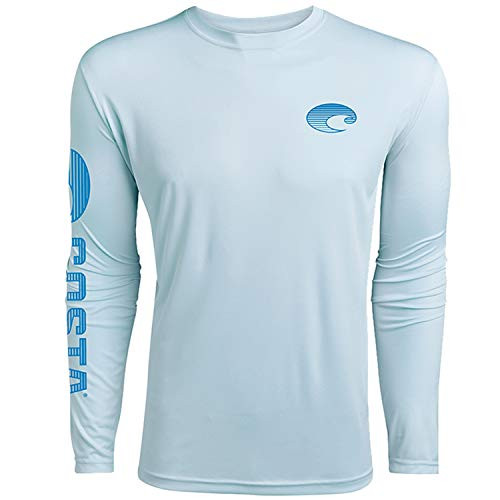 Costa Del Mar Mens Tech Crew Performance Long Sleeve Shirt Arctic Blue Medium