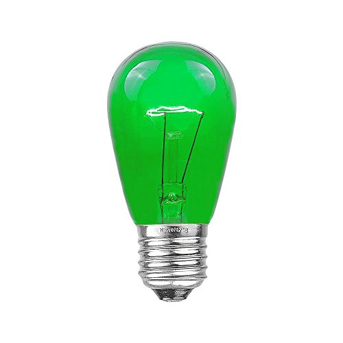 Novelty Lights 25 Pack S14 Outdoor Patio Edison Replacement Bulbs E26 Medium Base Green 11 Watt
