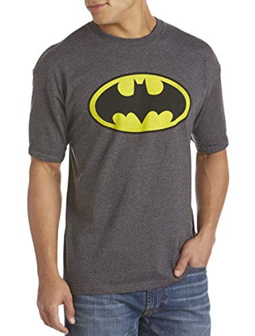 True Nation by DXL Big and Tall Batman Classic Logo Graphic Tee Charcoal Heather 1XL Tall
