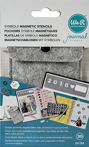 We R Memory Keepers 0633356605294 Tool Journaling-Magnetic Symbol Stencils 30 Piece Multi