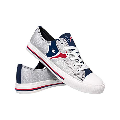 FOCO NFL Houston Texans Womens Ladies Glitter Low Top Canvas Sneaker Shoesladies Glitter Low Top Canvas Sneaker Shoes Team Color 9X-Large