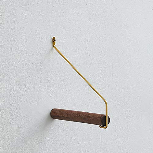 Wall Mounted Brass Hook RailBlack Walnut Solid Wood Hooks Coat Rack Bedroom Living Room Home Hall Tree Hook Rack-A