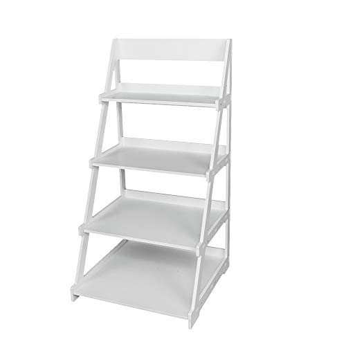 Wrea 4 Tier Ladder Bookcase Book Storage Shelves Magazines Display Standing Shelving Living Room Furniture Bookshelf