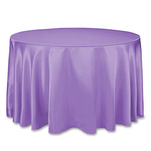 LinenTablecloth 108-Inch Round Satin Tablecloth Lavender
