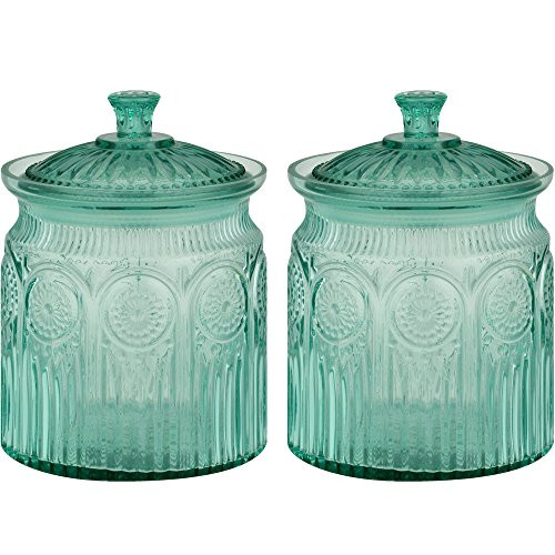 The Pioneer Woman Adeline Glass Cookie Jar - Turquoise - 2-Pack