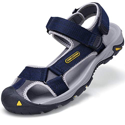 CAMEL CROWN Mens Waterproof Hiking Sandals Closed Toe Water Shoes Athletic Sport Sandals for Men Outdoor Beach Blue 12