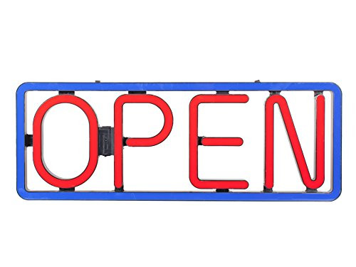 BRIGHT LARGE LETTER HORIZONTAL RECTANGLE LED OPEN DISPLAY SIGN RED BLUE COLOR RESTAURANT BAR LIQUOR SHOP STORE SALON CAFE BUSINESS N97L