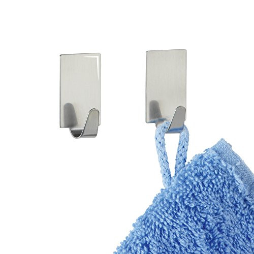 WENKO Square Hook Set of 4 Stainless Steel Silver Shiny 3_4 x 1_9 x 1_5 cm