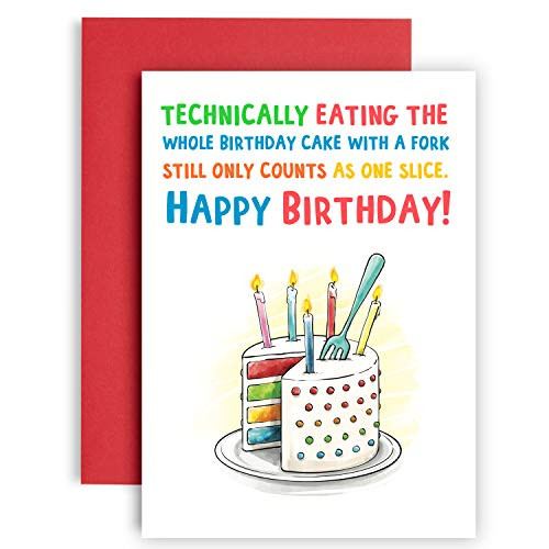 Eating a Whole Birthday Cake with a Fork - Funny Birthday Card for friend women - Funny Birthday cards for him - Friendship gifts - happy birthday card for her - best friend birthday card