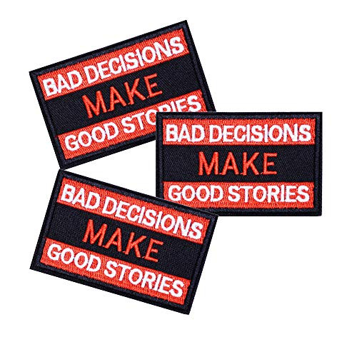 U-Sky Iron on Patches Pack 3pcs Iron-on Letter Patches for Clothing Backpacks Bookbags Jeans Jackets Bad Decisions Make Good Stories-DESIGN1 U-Sky Iron on Patches Pack 3pcs Iron-on Letter Patches for Clothing Backpacks Bookbags Jeans Jackets Bad Decisions Make Good Stories-DESIGN1