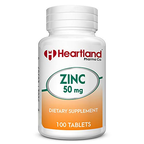Heartland Pharma Co Zinc 50 Mg derived from Zinc Sulfate 220 Mg - Immune System and Antioxidant Support 100 Count