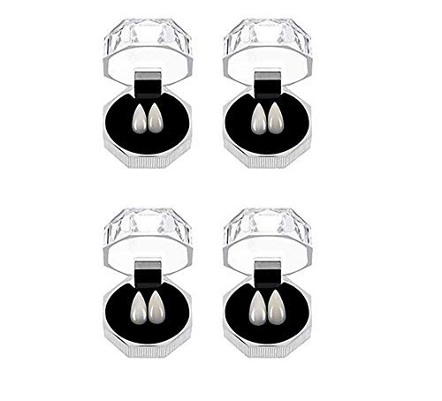 4 Pairs Vampire Teeth with Adhesive Halloween Decorations Vampire Fangs CostumeTweezers Halloween Party Cosplay Props13mm 15mm 17mm19mm
