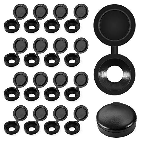 Plastic Hinged Screw Cover Caps Fold Screw Snap Covers Washer Flip Tops Black