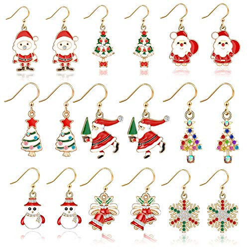 Kuapun Christmas Earring Set - 9 Pairs Hypoallergenic Christmas Gifts Holiday Festive Jewelry for Women Teens Girls Cute Dangle Earrings style-3 Kuapun Christmas Earring Set - 9 Pairs Hypoallergenic Christmas Gifts Holiday Festive Jewelry for Women Teens Girls Cute Dangle Earrings style-3