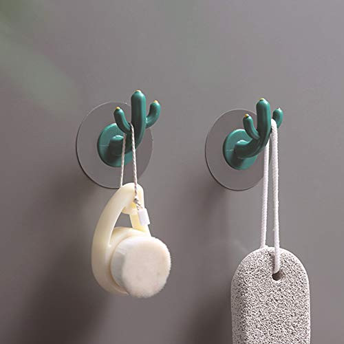 Gaweb Waterproof Stainless Steel Stick Hooks Wall Hooks Self Adhesive Hook2Pcs Cactus Shape Clothes Hanger Adhesive Kitchen Wall Door Key Holder Hook - 2pcs