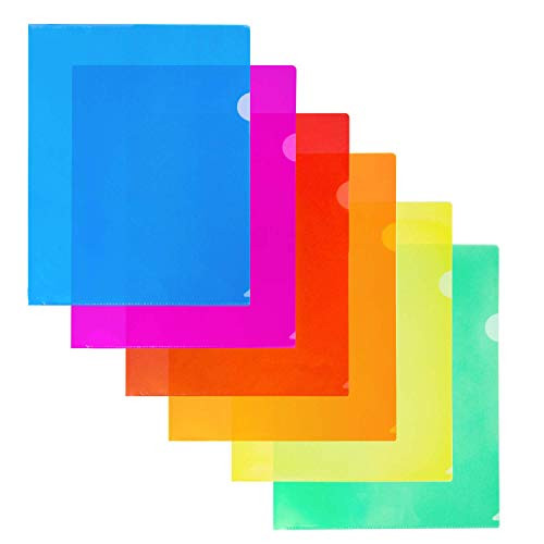 Dunwell Multicolor Transparent Plastic Sleeves 6 Pack Assorted 6 Colors 8_5x11 Letter Size Poly Document Folders Plastic File Pockets Poly Project Jacket Archival Plastic Document Sleeve
