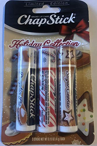 Chapstick Holiday Collection Limited Edition - Pumpkin Pie Sugar Cookie Candy Cane 3 Count _15 OZ