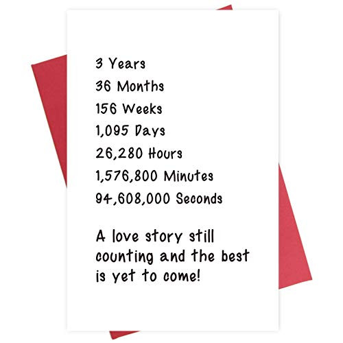 Sweet Third Anniversary Card 3 Years Anniversary Card for Husband Wife Him Her A Love Story Still Counting Sweet Third Anniversary Card 3 Years Anniversary Card for Husband Wife Him Her A Love Story Still Counting