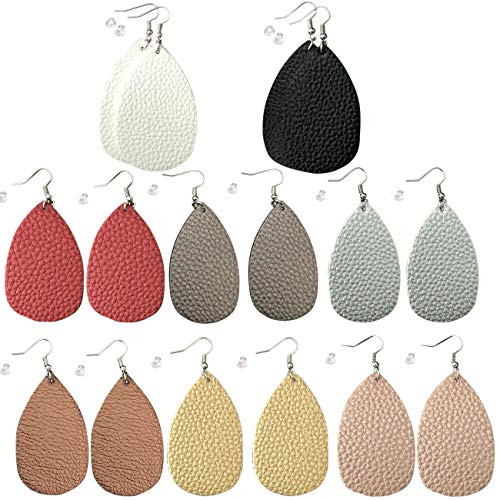 monochef Leather Earrings Lightweight Faux Leather Leaf Dangle Earrings Teardrop Earrings Antique Handmade Earrings for Women Gift 8 Pairs monochef Leather Earrings Lightweight Faux Leather Leaf Dangle Earrings Teardrop Earrings Antique Handmade Earrings for Women Gift 8 Pairs
