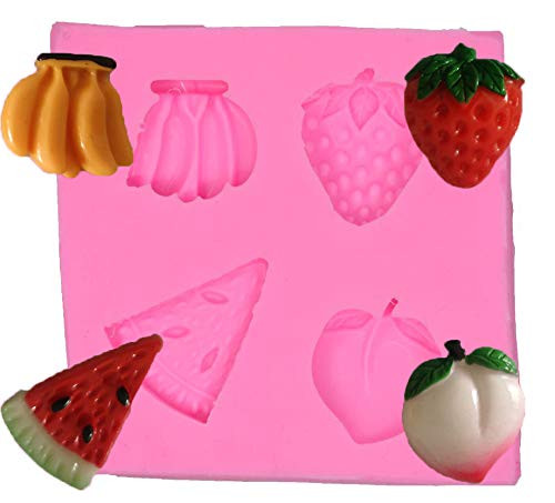 Fruit Fondant Silicone Mold PeachWatermelonBananaStrawberry Mold for Sugarcraft Cake Decorating Cupcake Topper Epoxy Resin Polymer Clay