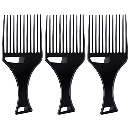 3 Pieces Smooth Hair Pick Comb Wide Hair Pick Comb Afro Hair Comb Barber Comb Pick Comb Afro Pick Comb Hairdressing Styling Tool for Natural Curly Hair Black