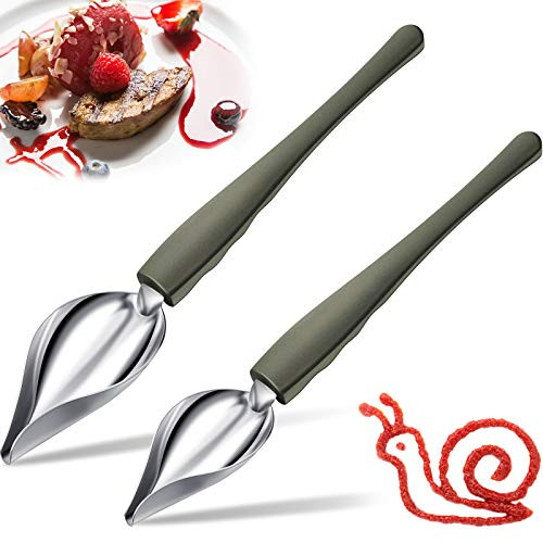 2 Pieces Culinary Precision Drawing Decorating Spoon Set Dessert Decorating Spoons Saucier Drizzle Spoons DIY Chocolate Spoon Plated Decorating Pencil Spoon for Decorative Plates Cake Coffee