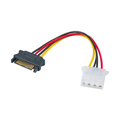 SATA to Molex 4 Pin Molex Female to 15 Pin Male SATA Power Cable Adapter- 6 Inches