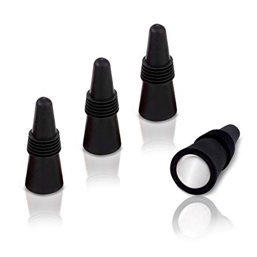 WAEKIYTL Wine Stoppers Beverage Bottle Sealer Soft Silicone Wine Bottle Stoppers Corks with Grip Top for Keeping Wine Champagne Fresh 4 Pack Black-4pcs
