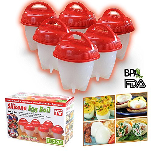 Egg Cooker Set, EGGOLO Non Stick Silicone Egg Cups, Boil Eggs without the Egg Shell, Poacher, Original, Steamer, Hard Boiled, BPA Free, AS SEEN ON TV (Pack of 6) Egg Cooker Set, EGGOLO Non Stick Silicone Egg Cups, Boil Eggs without the Egg Shell, Poacher, Original, Steamer, Hard Boiled, BPA Free, AS SEEN ON TV (Pack of 6)
