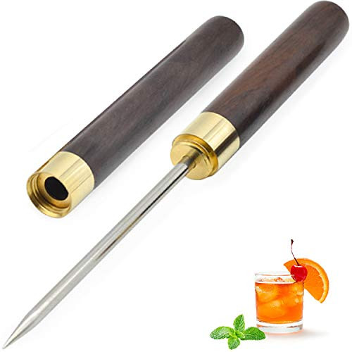 Ice Picks in Gift Box - Premium Stainless Steel Ice Picks Kitchen Tool with Wooden Handle Safety Cover Portable for Bars Restaurant Home Bartender Picnics Camping 1PCS EbonyWood 9