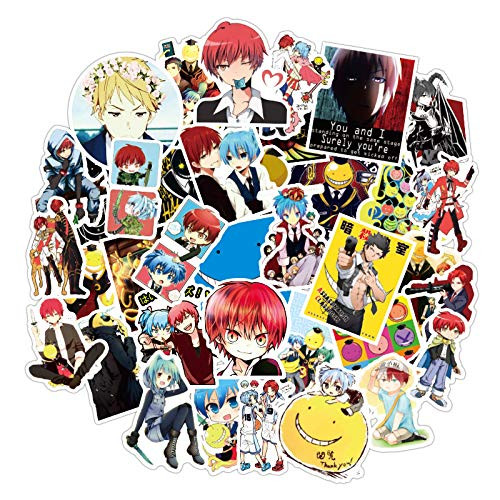 50 Packs Assassination Classroom Anime Stickers Water Bottles Laptop Phone Computer Guitar Skateboard Hydroflasks Waterproof Vinyl Sticker The Japanese Cartoon Decals for Teens Girls Adults