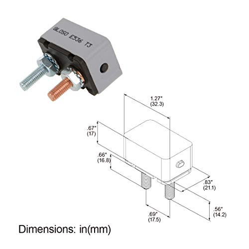 GLOSO E536 Stud Type Circuit Breakers No Bracket Manual Reset T3 - 1 Pack 20A