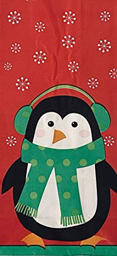 Christmas Winter Penguin Snowflakes Party Favors Paper Treat Bags - 20 Ct