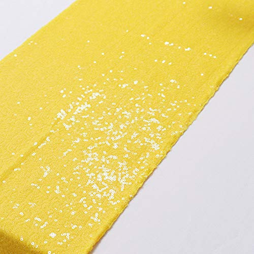 Table Runner Sequin Table Cover Maroon Christmas Table Runner Party Table Runner Glitter Table Runners and Wedding Table Runners for Birthday Decoration 12x72 Yellow