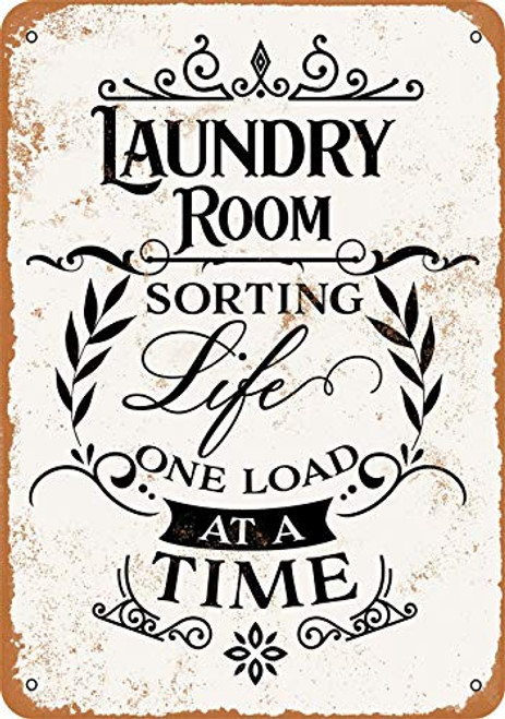 Laundry Room Sign Retro Tin Sign Vingtage Funny Metal Signs Sorting Life One Load at A Time - Vintage Look8 X 12inches