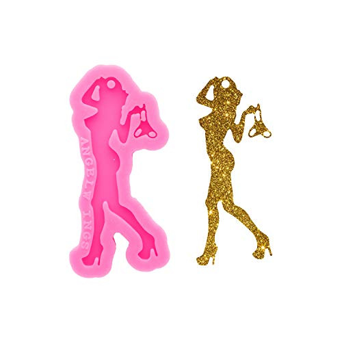 Shiny Glossy Resin Girl Mold Silicone Molds Keychain Epoxy Resin Mold Polymer Clay Mold Keychain Resin Casting Molds DIY Jewellery Making Craft