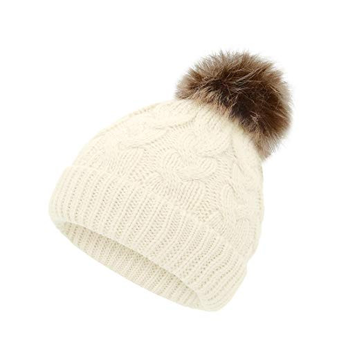 Durio Baby Girl Hats Knit Baby Winter Hat Cute Baby Beanies for Girls Boys Thick Warm Toddler Hat A Ivory White One Size