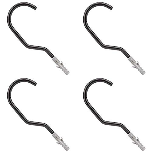 SUNIY 4 Pack Bike Storage Hook Rack Heavy Duty Large Screw Hooks for Garage Wall and Ceiling Bicycle Storage Utility Tool Hanger Black